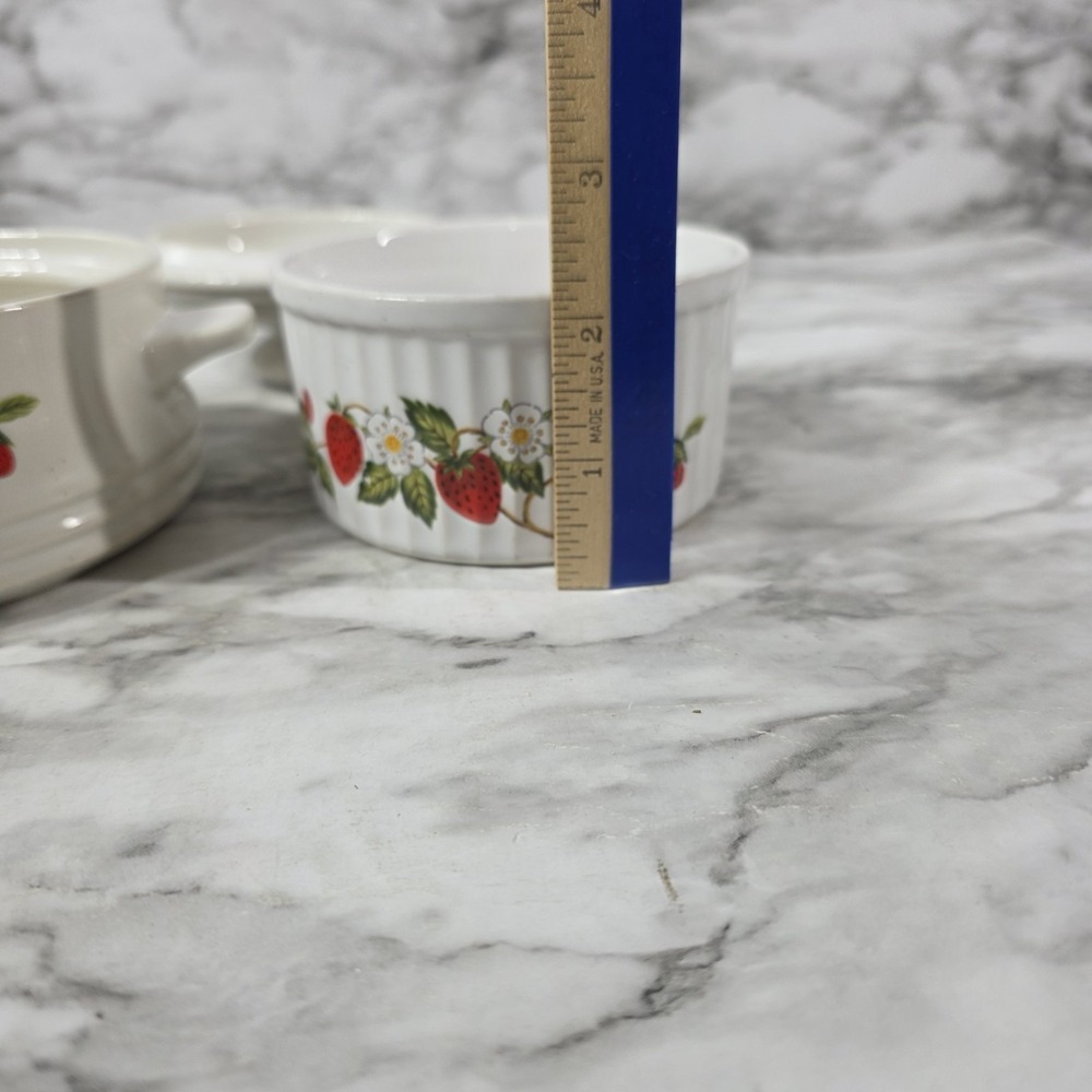 Sheffield strawberries n cream stoneware small vintage crock w/ lid & bowl read - Picture 16 of 16